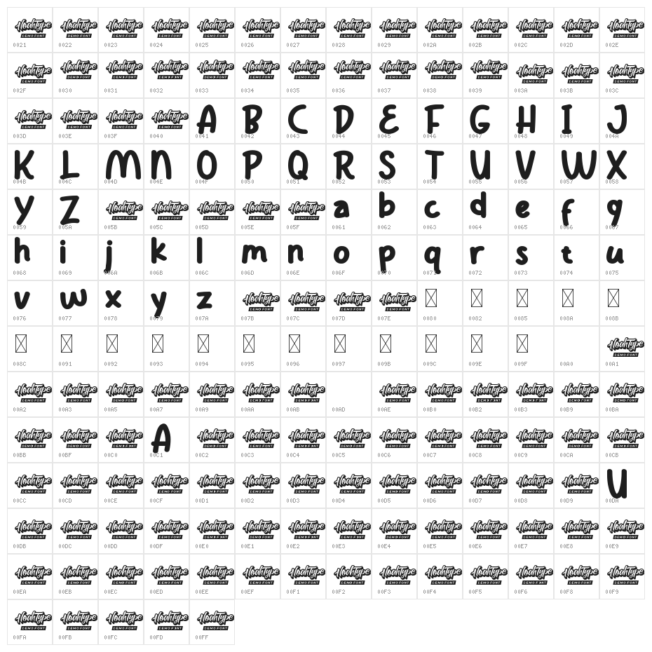 Mc Donuts Demo Bold Character Map