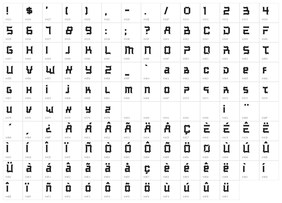 McAlbertina Bold Character Map