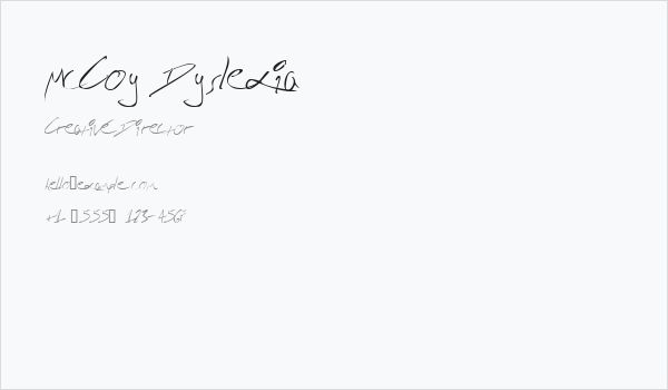 McCoy Dyslexia Business Card
