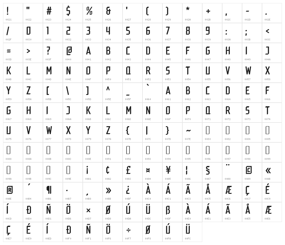 MDDasher-Regular Character Map