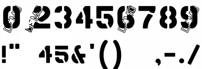 MDMilitaryStencilADemo Font OTHER CHARS