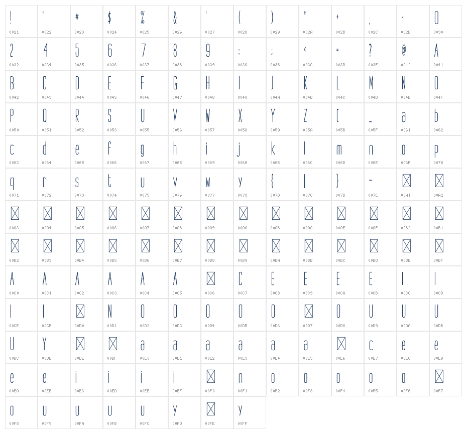MENS TASTE Character Map