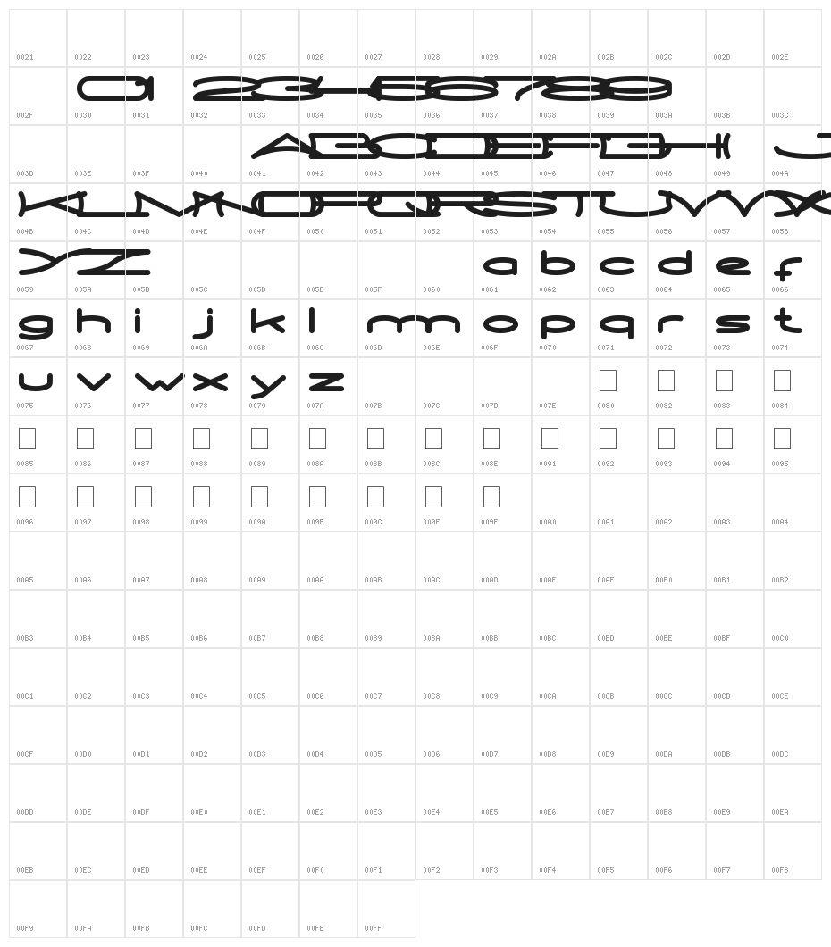 METRO CITY Character Map