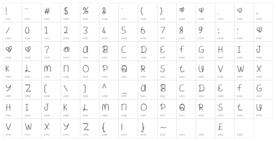 Meant To Be Bold Character Map
