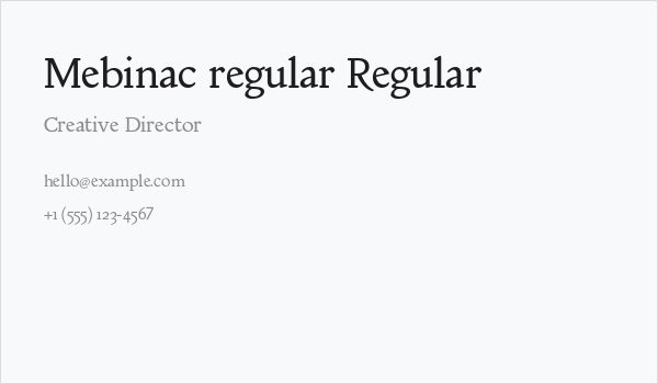 Mebinac regular Regular Business Card