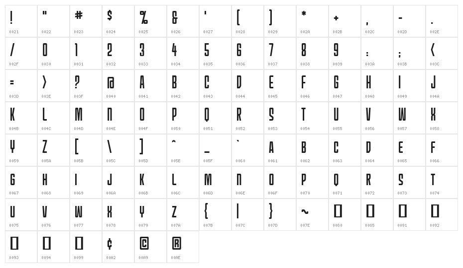 MechEffects1 BB Character Map