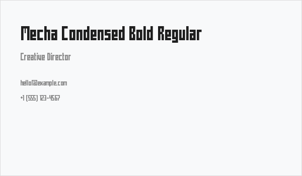 Mecha Condensed Bold Regular Business Card