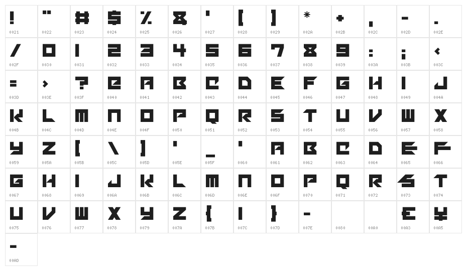 Mechacubes Character Map