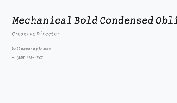 Mechanical Bold Condensed Oblique Business Card