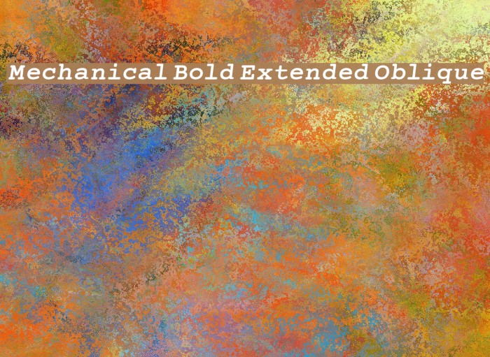 Mechanical Bold Extended Oblique Font examples