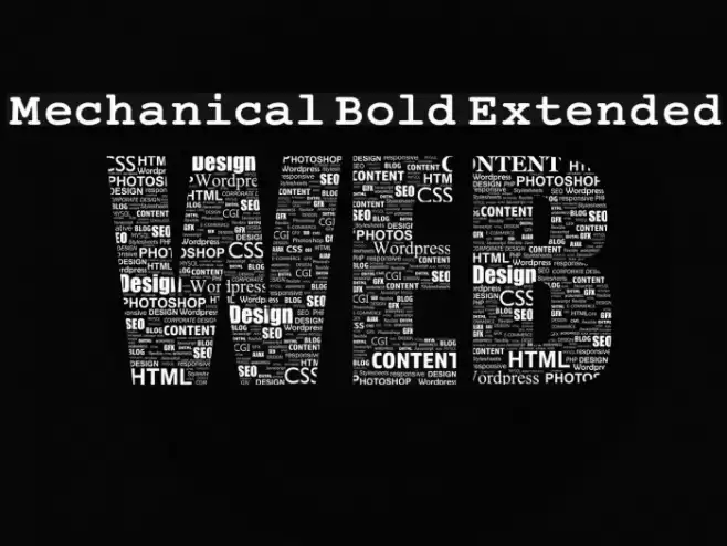 Mechanical Bold Extended Fonte examples