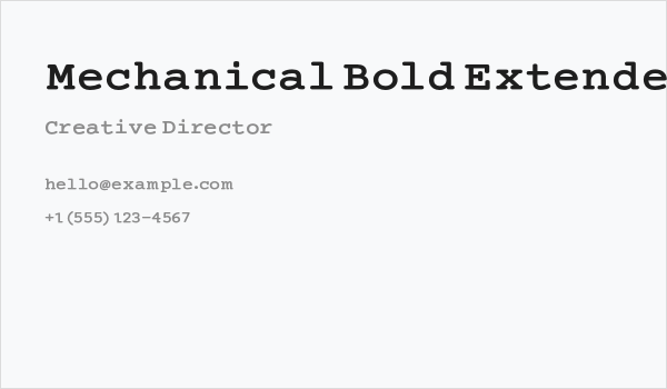 Mechanical Bold Extended Business Card