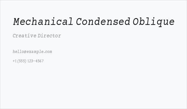 Mechanical Condensed Oblique Business Card