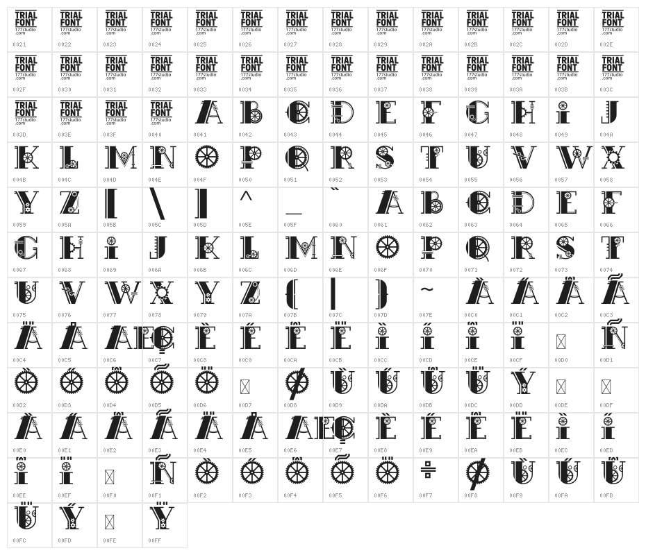 Mechanical Demo Regular Character Map