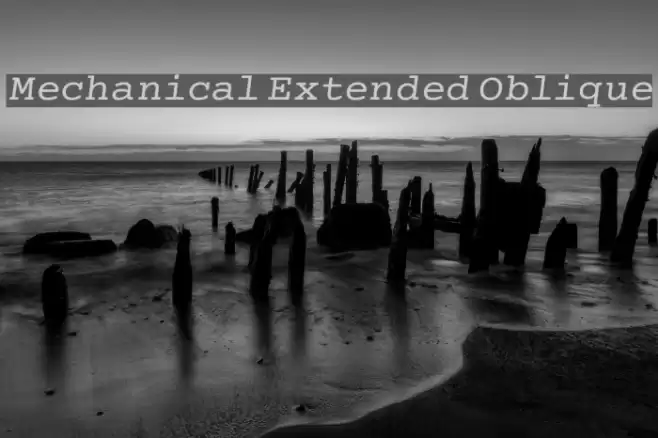 Mechanical Extended Oblique Font examples