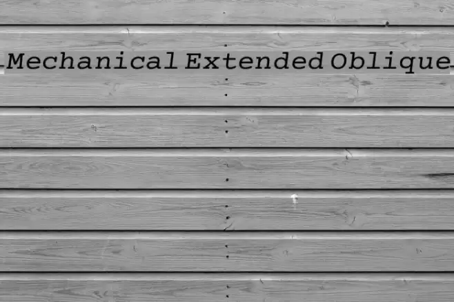 Mechanical Extended Oblique Font examples