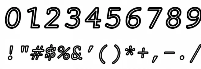 Mechanical Outline Oblique Font OTHER CHARS