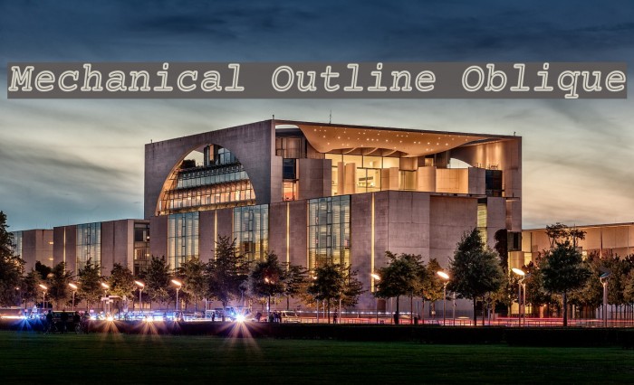 Mechanical Outline Oblique Font examples