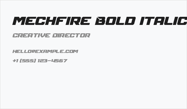 Mechfire Bold Italic Business Card