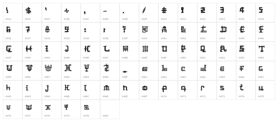 Mechine House Regular Character Map