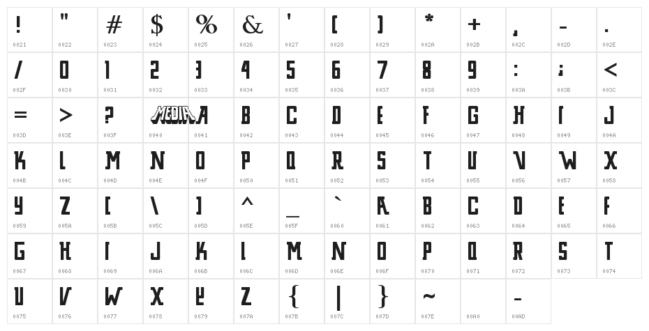 Media Home Entertainment Bold Character Map