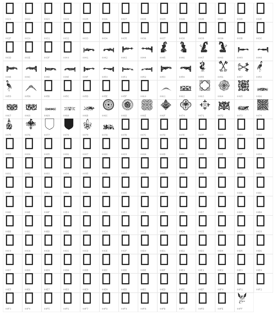 Medieval Dingbats Character Map
