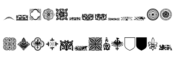 Medieval Dingbats Schriftart Kleinbuchstaben
