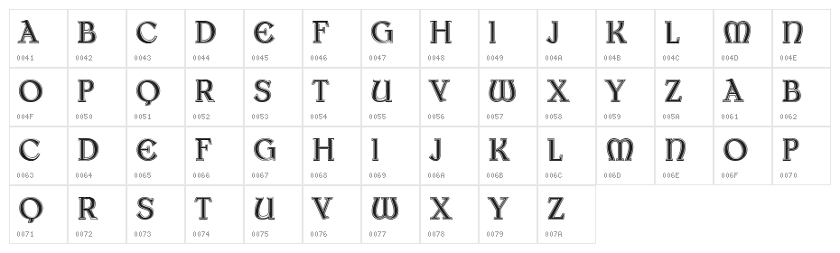 Medieval Mystery Regular Character Map