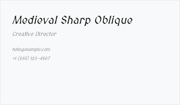 Medieval Sharp Oblique Business Card