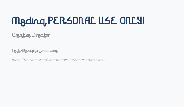 Medina PERSONAL USE ONLY! Business Card