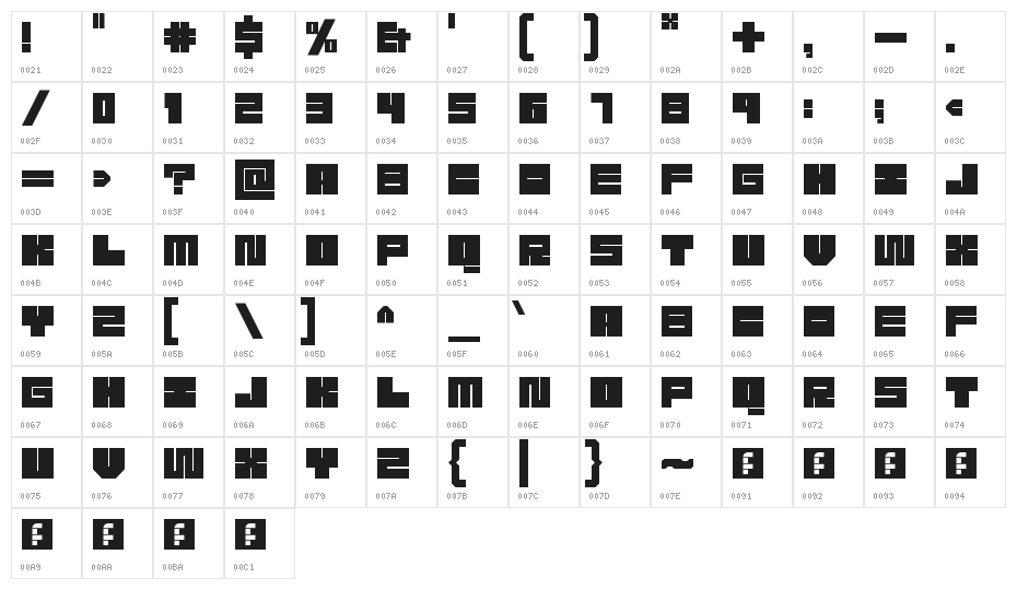 Meek Regular Character Map