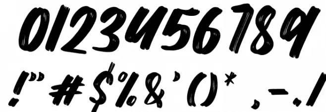 Mega Brush Font OTHER CHARS