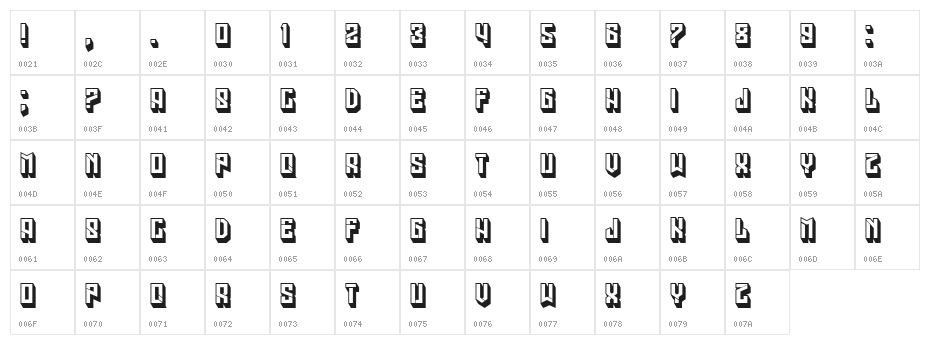 Megalomania Hollow Regular Character Map
