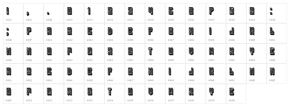 Megalomania Regular Character Map