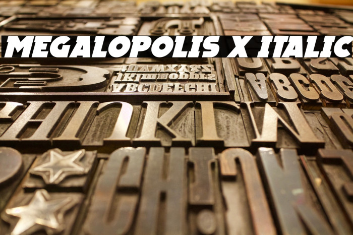 Megalopolis X Italic Шрифта examples