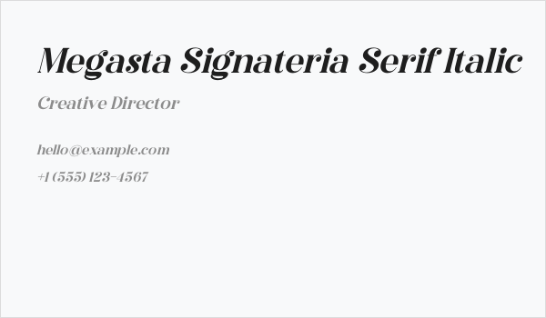 Megasta Signateria Serif Italic Business Card