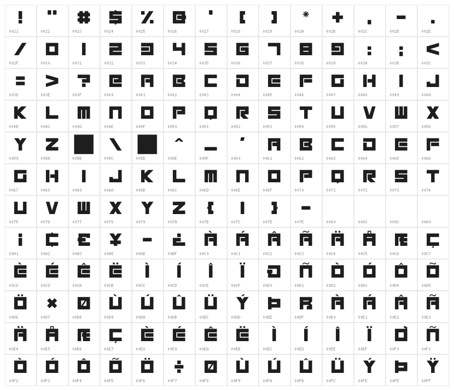 Megatech Alt Bold Character Map