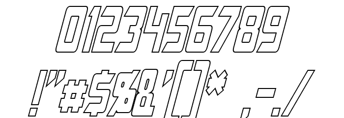 Megatron Condensed Hollow Italic Font OTHER CHARS