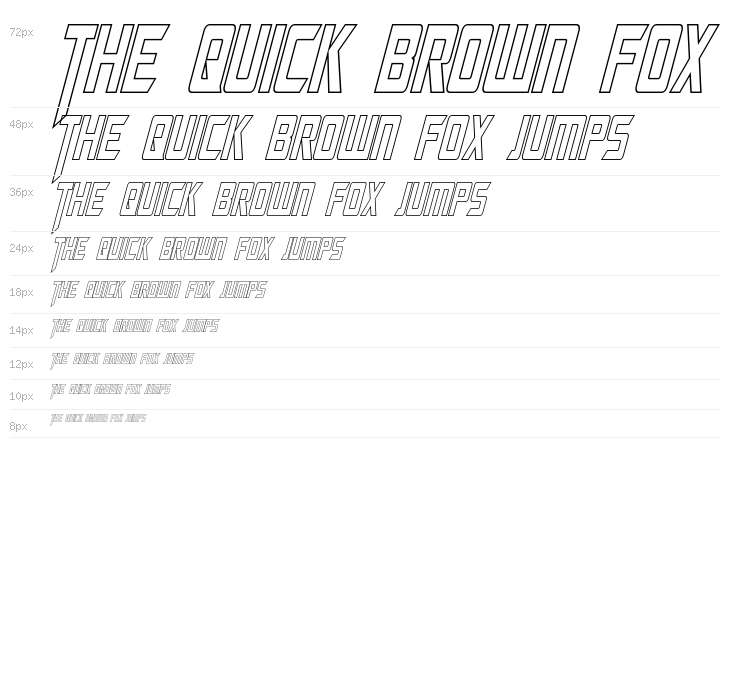 Megatron Condensed Hollow Italic Waterfall