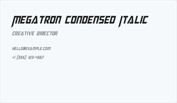 Megatron Condensed Italic Business Card