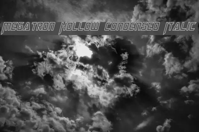 Megatron Hollow Condensed Italic Font examples