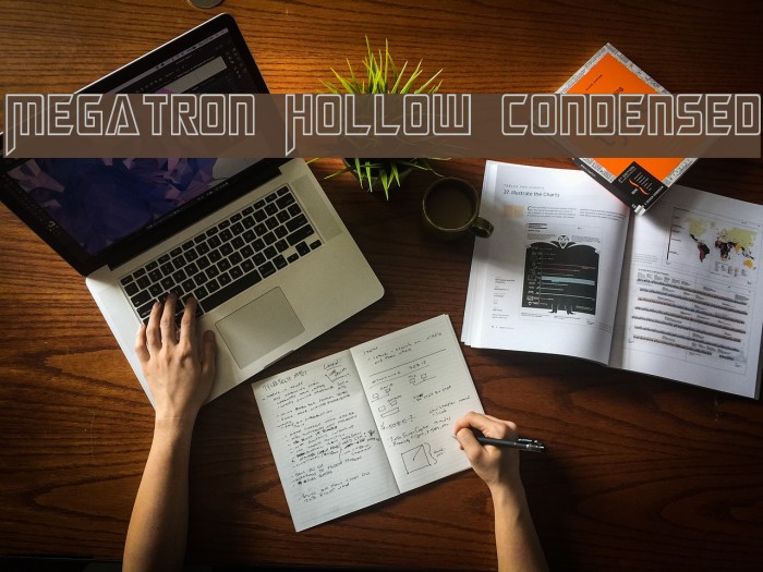Megatron Hollow Condensed Font examples