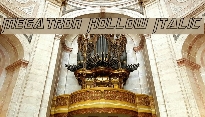 Megatron Hollow Italic Font examples