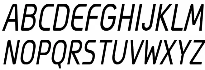 Megi Sans Narrow Italic Schriftart Groß