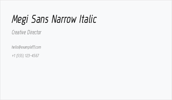 Megi Sans Narrow Italic Business Card