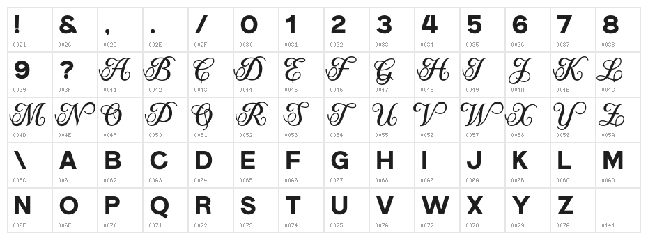 MegrenDEMO-Regular Character Map