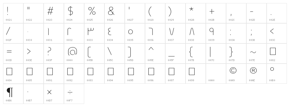 Mehrajan-ExtraLight Character Map