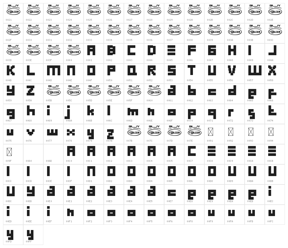 Meja Block Demo Character Map