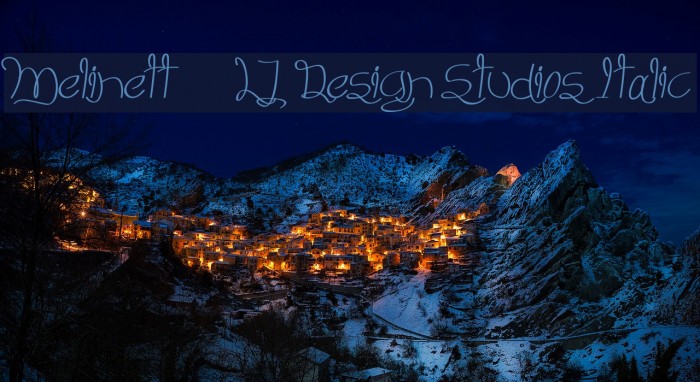 Melinett 3 - LJ-Design Studios Italic Font examples