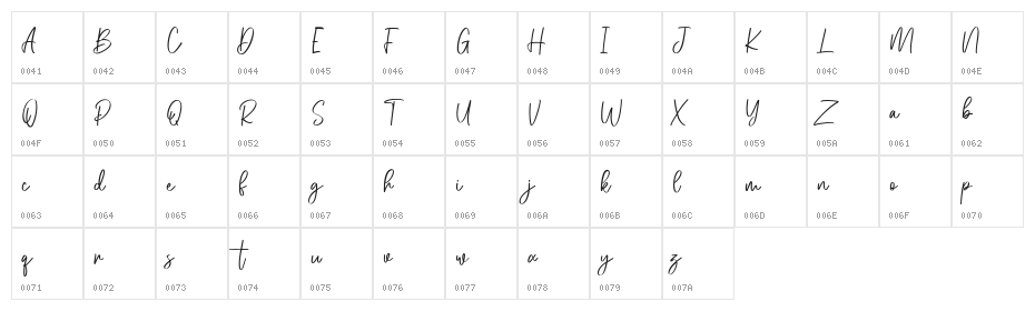 Melly Hailey Free Regular Character Map